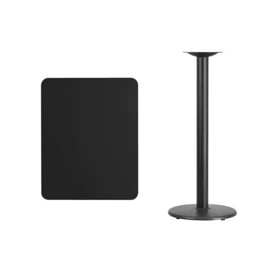 Emma and Oliver 24"x30" Rectangular Laminate Bar Table with 18" Round Base Black {3}