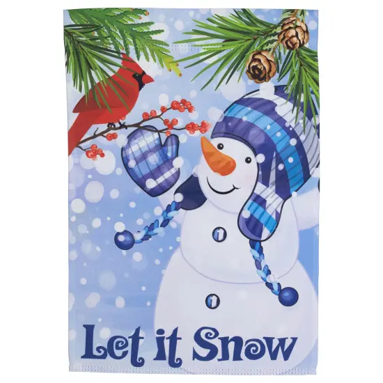 Northlight Let It Snow Snowman and Cardinal Outdoor Garden Flag 12.5" x 18" Blue {3}