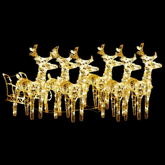 Reindeers & Sleigh Christmas Decoration 320 LEDs Acrylic Warm white {2}
