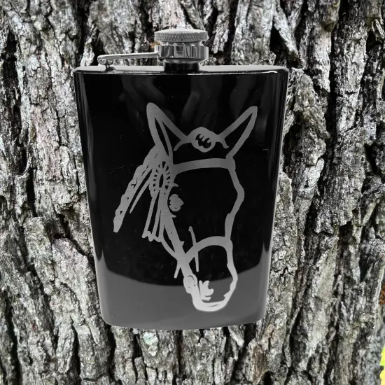 8oz Horse BLACK Flask {2}