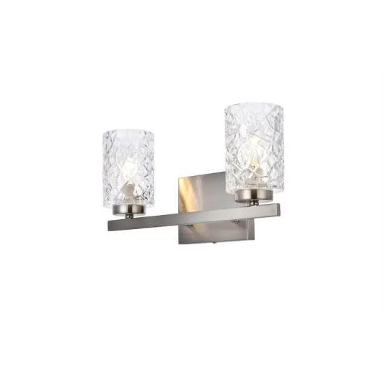 Cassie 2 lights bath sconce in satin nickel with clear shade {3}
