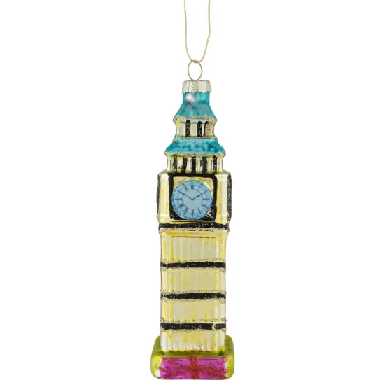 Northlight 5.5" Golden Big Ben Glittered Glass Christmas Hanging Ornament {1}