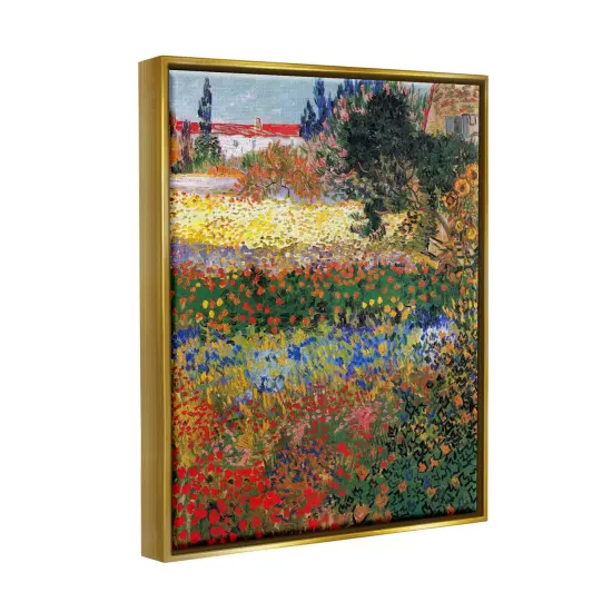 Stupell Industries Flower Garden Van Gogh Framed Floater Canvas Wall Art Gold Floater Frame {3}