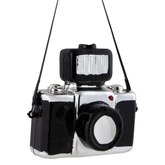 Northlight 4" Black Retro Camera Glass Christmas Ornament {4}