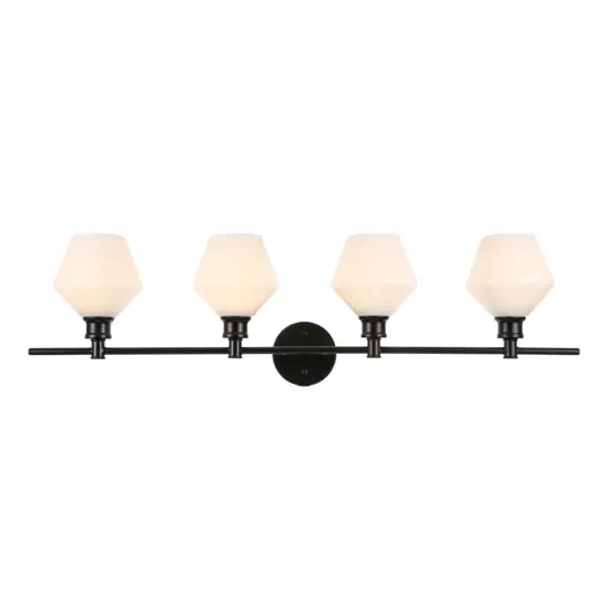Gene 4 light Black and Frosted white glass Wall sconce {1}