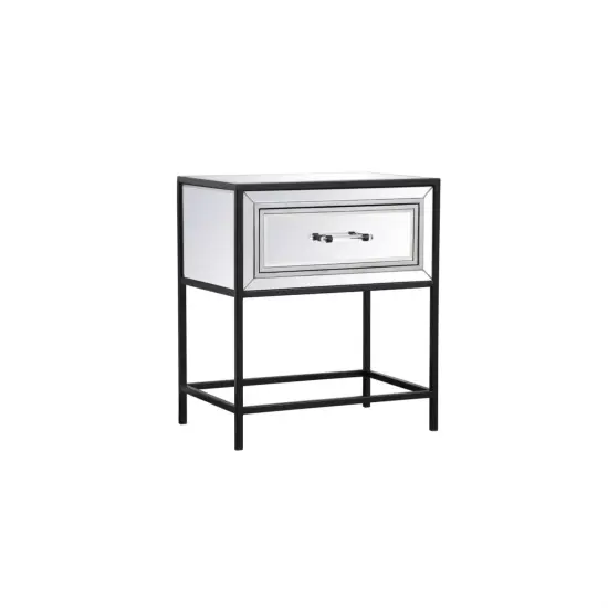 21 inch mirrored one drawer end table in black {5}