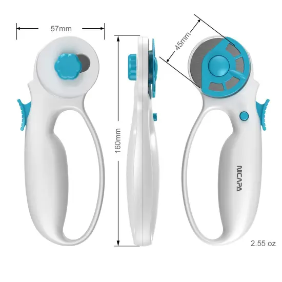 45mm Rotary Cutter for Fabric with Safety Lock Ergonomic Classic Comfort Loop Rotary Cutter for Crafting Sewing Quilting (Extra 5pcs 45mm Replacement Blades Included) {3}