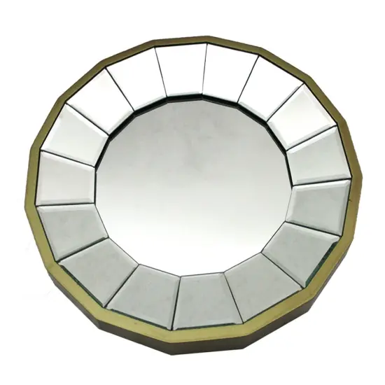 13 1/2 Inch Diameter Gold Finished Pie Plate Wall Mirror {1}