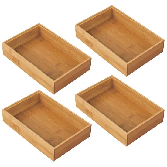 mDesign Stackable Kitchen Bamboo Drawer Organizer, Natural Wood {5}