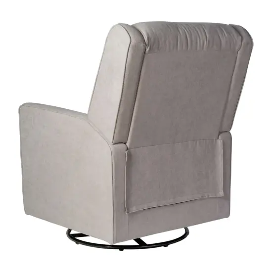 Merrick Lane Dara 3-in-1 Traditional Manual Recliner Rocker Swivel Glider Chair Light Gray {4}