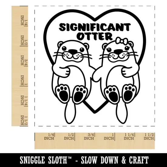 Significant Otter Other Holding Hands Love Anniversary Valentine's Day Self-Inking Rubber Stamp Ink Stamper Red {1}