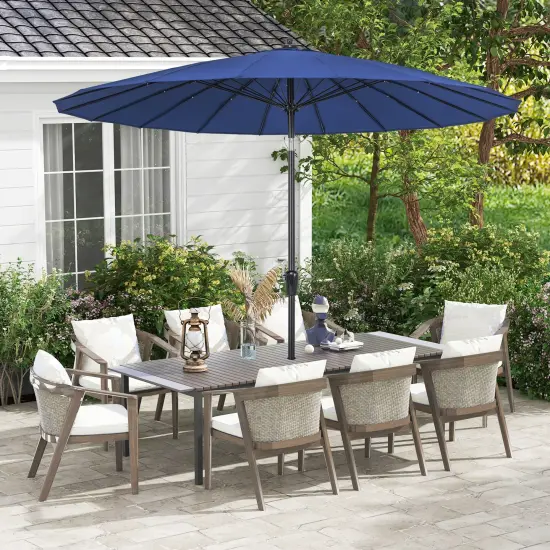 9 Feet Round Patio Umbrella With 18 Fiberglass Ribs Navy {2}