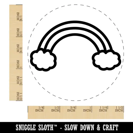 Rainbow with Clouds Self-Inking Rubber Stamp for Stamping Crafting Planners Black {1}