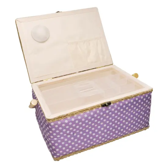Folding Sewing Basket Dots - purple/white {2}