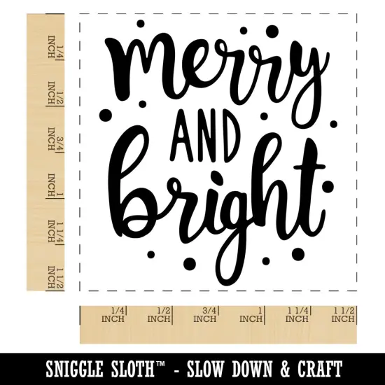 Merry and Bright Christmas Self-Inking Rubber Stamp Ink Stamper Red {1}