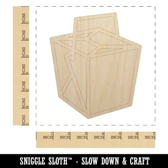 Chinese Food Take Out Box Closed Unfinished Wood Shape Piece Cutout for DIY Craft Projects {1}