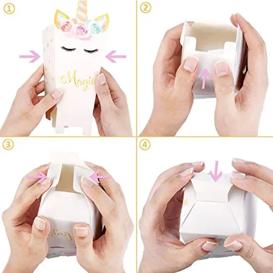 24Pcs Unicorn Birthday Party Supplies Unicorn Popcorn Box Snack Treat Box Candy Cookie Container For Baby Shower, Bridal Shower, Unicorn Theme Party Favors Decoration {4}