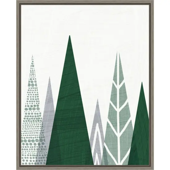 Geometric Forest II Green Gray by Michael Mullan Canvas Art Framed {1}