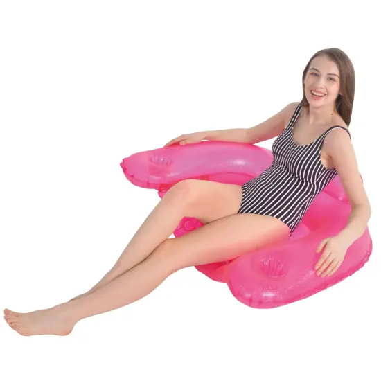 Pool Central Pink Mosaic Water Lounger with Cup Holders and Backrest, 50-Inch {4}