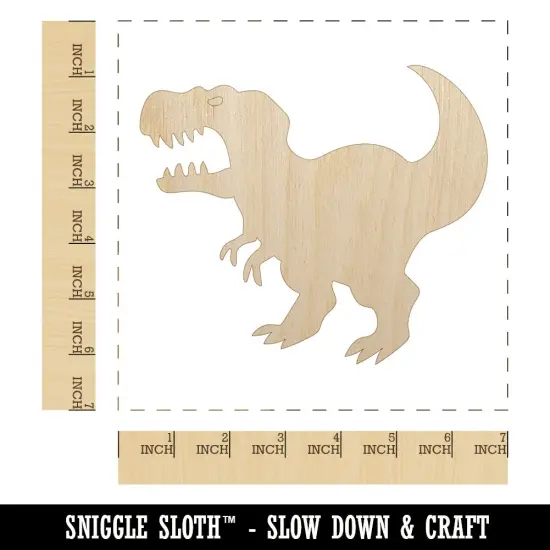 Tyrannosaurus Rex Silhouette Unfinished Wood Shape Piece Cutout for DIY Craft Projects {1}