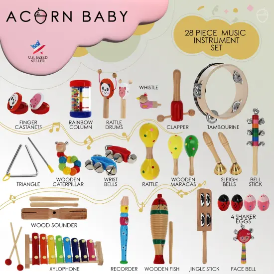 Acorn Baby Music Instrument Set - Toy Musical Instruments 28pc Percussion Set {3}