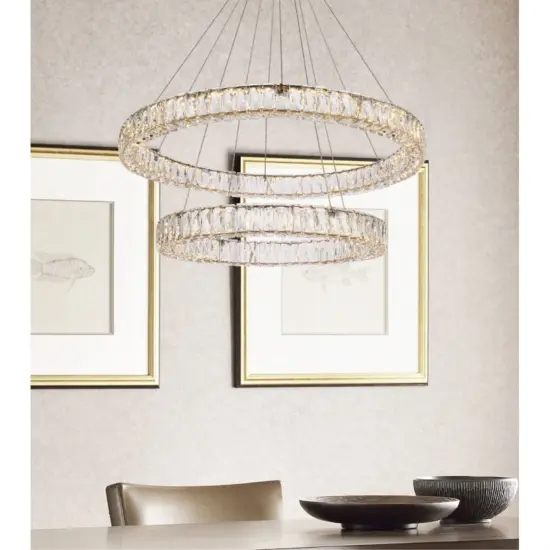 Monroe 36 inch LED double ring chandelier in gold {2}