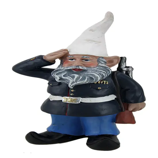 8 inch Dress Blues Saluting U.S. Marine Military Garden and Shelf Gnome Statue {1}