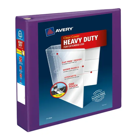 Avery Heavy-Duty View 3 Ring Binder, 1.5" One Touch EZD Rings, 1 Purple Binder (79774) {1}