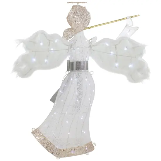 Northlight 36" LED Lighted Lace Angel with Flute Outdoor Christmas Decoration White {7}