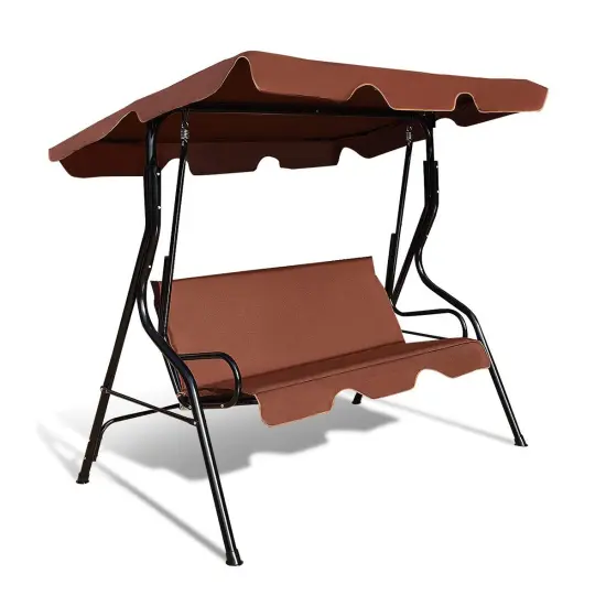 3 Seats Patio Canopy Swing Brown {3}