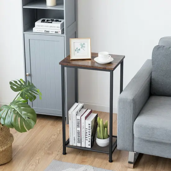 2-Tier Industrial Side End Accent Telephone Table {4}