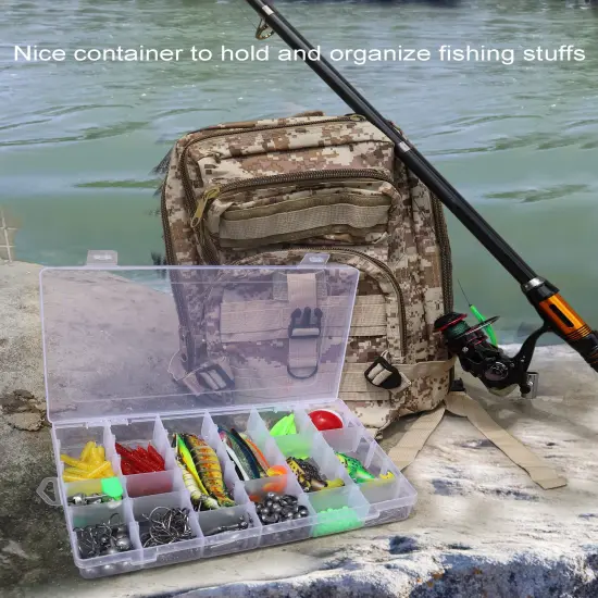 Tackle Box Organizer Plastic Organizer Boxes Large 18 Grids Compartment box with Dividers Clear Containers Jewelry Beads Storage {5}