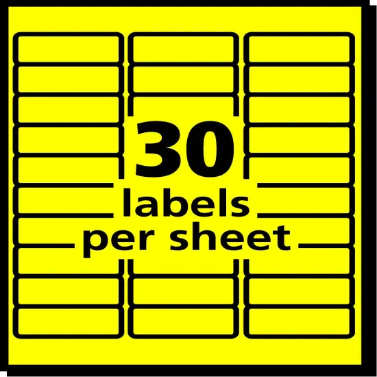 Avery Neon Address Labels with Sure Feed for Laser Printers, 1" x 2 5/8", 750 Yellow Labels (5972) {5}