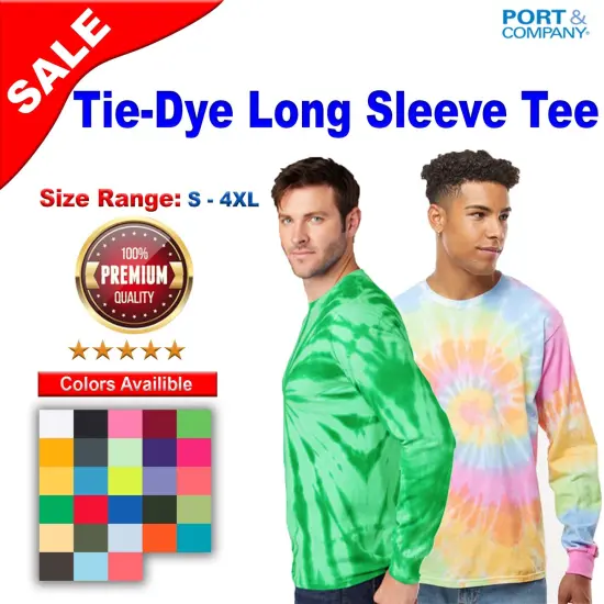 Port & Company&reg; Tie Dye Long Sleeve Crewneck T-Shirt Kelly {2}