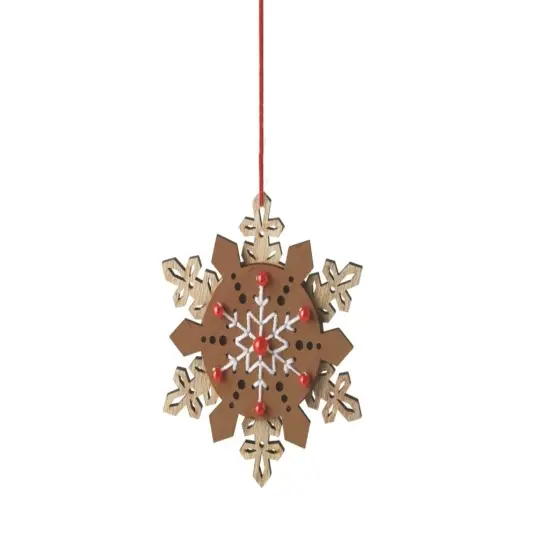 Midwest 5" Brown and White Country Rustic Style Snowflake Christmas Ornament {1}