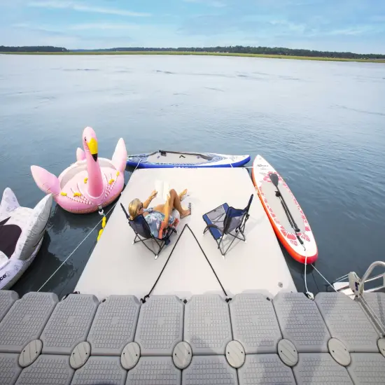 Swim Central Inflatable Private Solstice Drop Stitch Lake Dock Raft - 10' White {6}