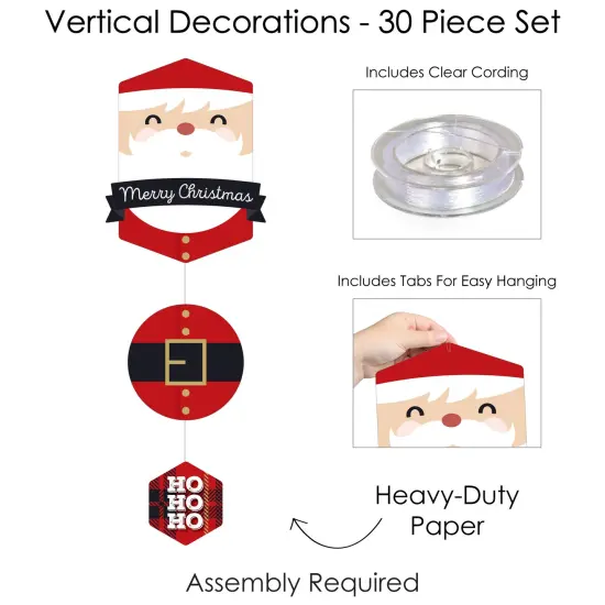 Big Dot of Happiness Jolly Santa Claus - Christmas Party DIY Dangler Backdrop - Hanging Vertical Decorations - 30 Pieces {7}