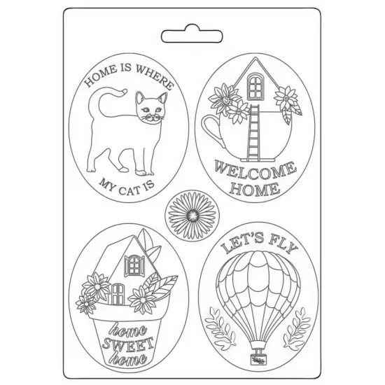 Stamperia Soft Maxi Mould A5-Create Happiness Welcome Home Plates {1}