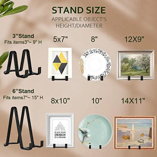 Plate Stands for Display - Plastic Easel Stand Plate Holder Display Stand Picture Frame Stand for Pictures | Photo|Decorative Plate |Dish | Tabletop Art - 3 inch-Black {2}