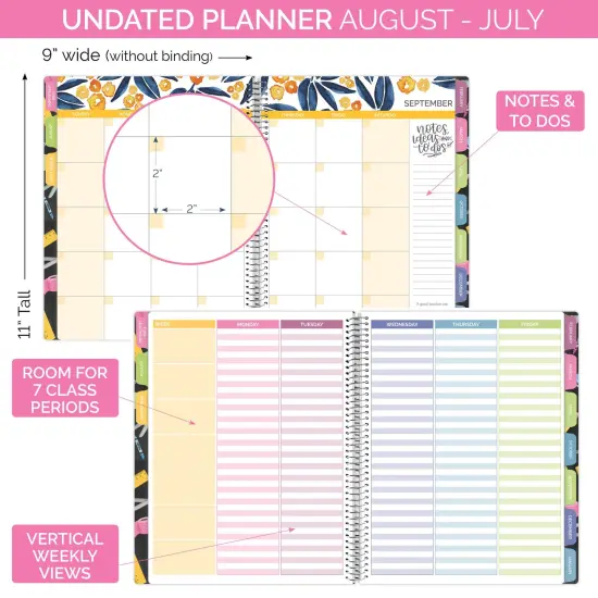 bloom daily planners Undated Teacher Planner & Calendar, 9" x 11" Chalkboard {4}