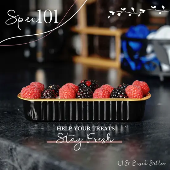 Spec101 Mini Loaf Pans with Lids and Spoons - Black 50pk Aluminum Baking Pans {3}