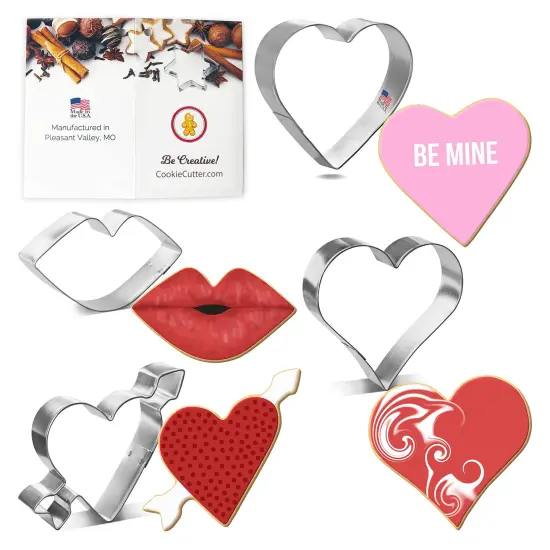 Kiss From The Heart Cookie Cutters 4 Pc Set HS0470- CookieCutter.Com - USA Tin Plated Steel {1}