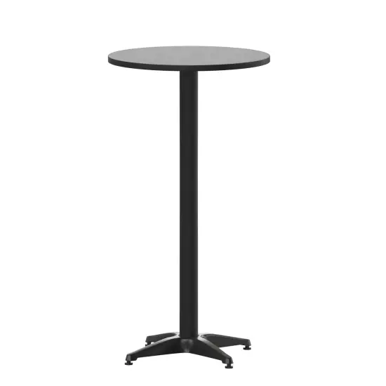 Emma and Oliver 23.25" Round Aluminum Indoor-Outdoor Bar Height Table with Flip-Up Table Black {1}