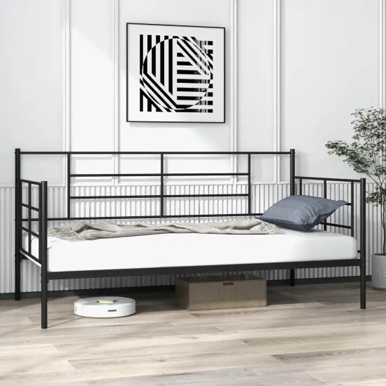 Twin Size Metal Daybed Sofa Bed Frame with Armrests and Backrest {5}