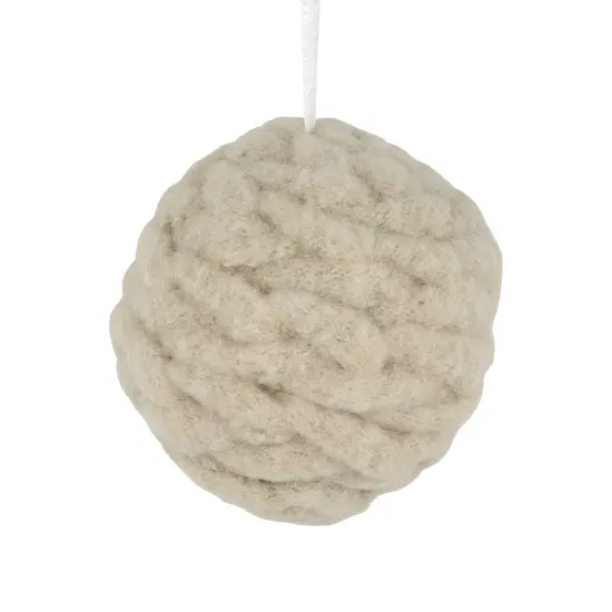 Northlight 3.75" Beige Woven Yarn Ball Hanging Christmas Ornament {1}
