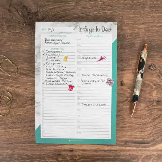 bloom daily planners Planning Pad, 6" x 9", Timed Daily Pad, Marble & Mint {3}