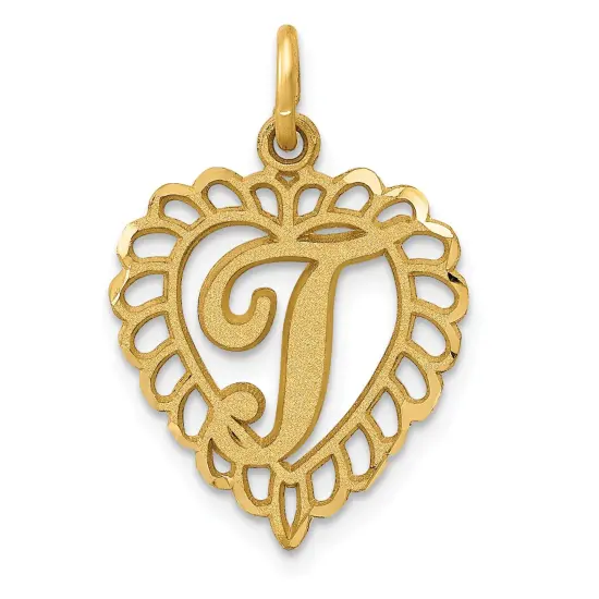 Fashion Jewelry 14K Gold Initial T Charm Jewelry FindingKing 23 X 15mm {1}