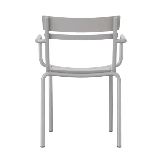 Emma and Oliver Rennes Powder Coated Steel Stacking Dining Chair with Arms and 2 Slat Back for Indoor-Outdoor Use Red {9}
