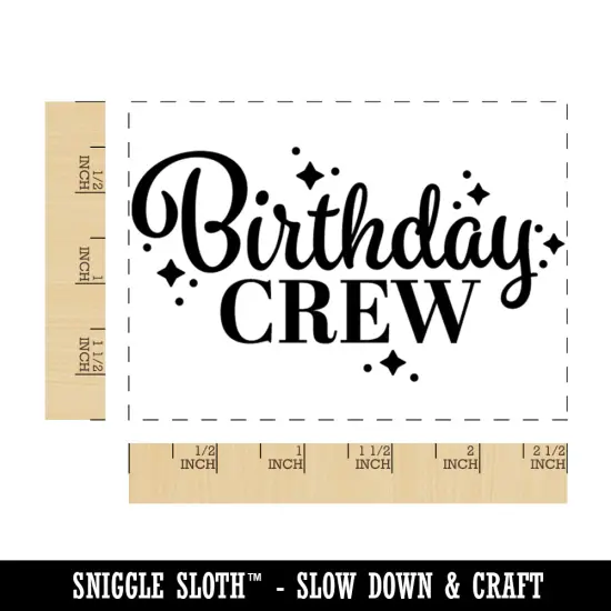 Birthday Crew Celebration Stars and Dots Rectangle Rubber Stamp for Stamping Crafting {1}