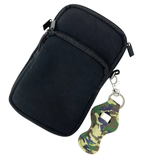 Wrapables 10 Pack Chapstick Holder Keychain with 10 Pieces Metal Clasps Patriotic Flag {10}